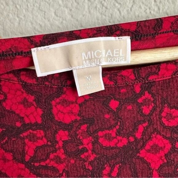 Michael Kors Cinnabar Red Umbria Lace Print Stretch Matte Jersey Sheath Dress M - Picture 8 of 8